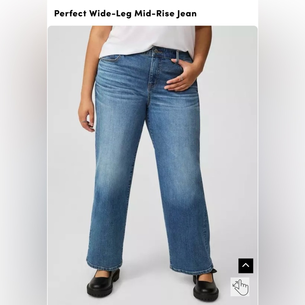 Torrid Perfect Wide Leg Vintage Stretch mid-rise Jeans size 20 Short Dolce Vita